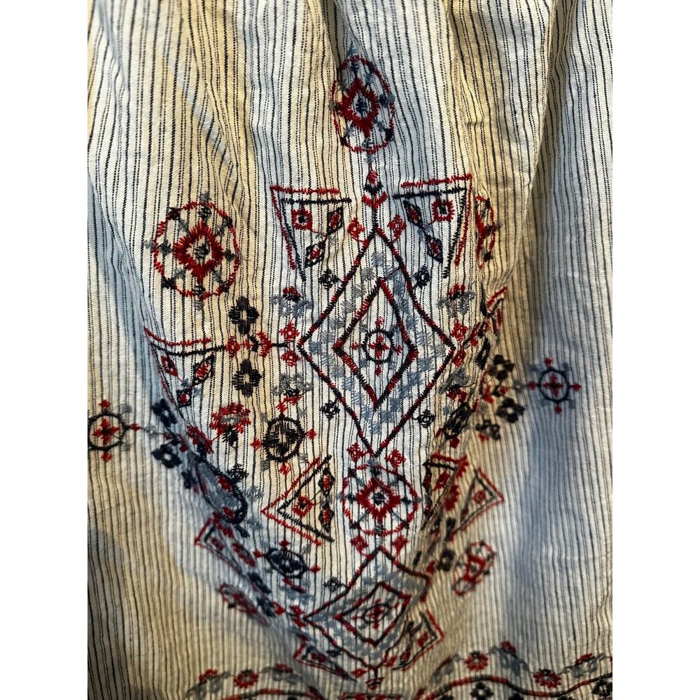 Knox Rose Striped Embroidered Off The Shoulder Boho Blouse Size XL - Picture 2 of 10